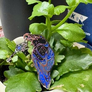 Blue and Black Raven Enamel Pin